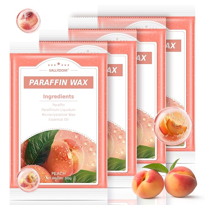 Paraffin Wax Refills, 4 Pack 200g Peach Scented Paraffin Wax Blocks for Paraffin Bath, Paraffin Wax Machine Refills for Hand Feet Dry Skin,Rrelieves muscle fatigue, Hydration and nourish
