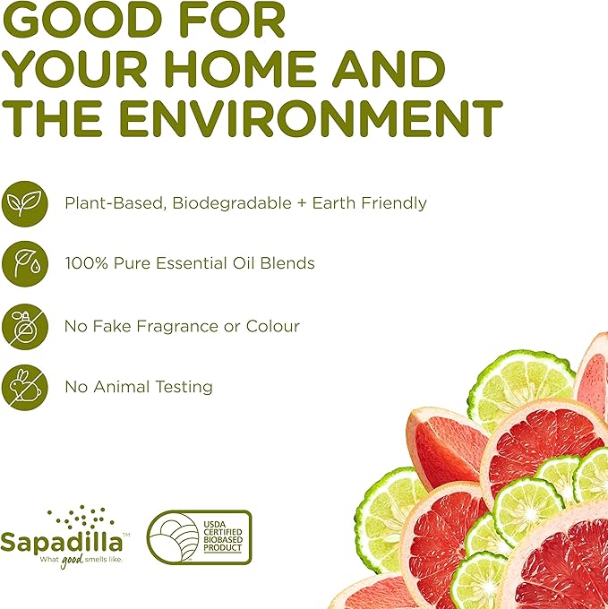 Sapadilla Grapefruit + Bergamot Biodegradable Liquid Hand Soap Pump, 12 Ounce, (Pack of 1)
