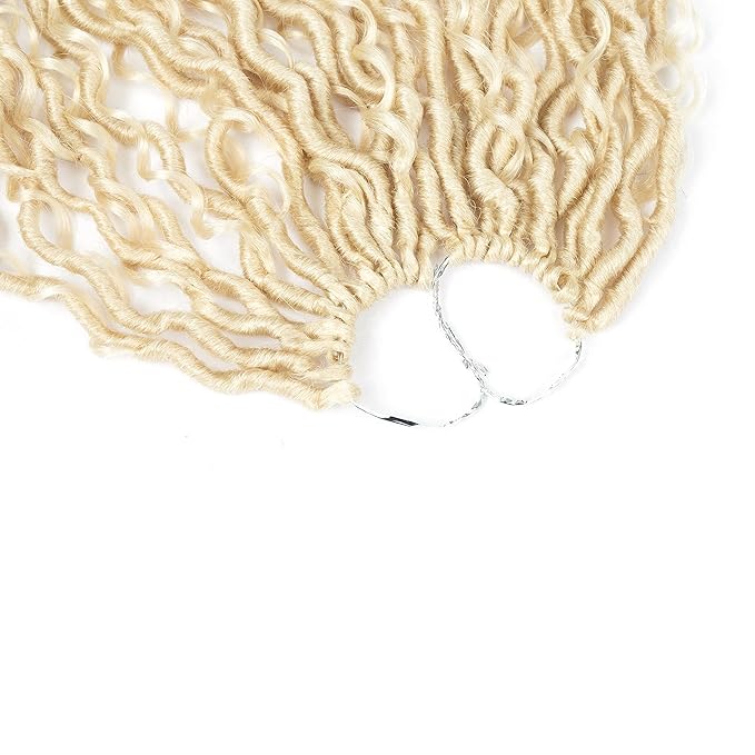 Aipin Goddess Locs Crochet Hair 14 Inch Boho River Locs Hippie Locs Wavy Crochet With Curly Hair In Middle And Ends Braids Hair Extensions (7Packs,14 inch, 613#)