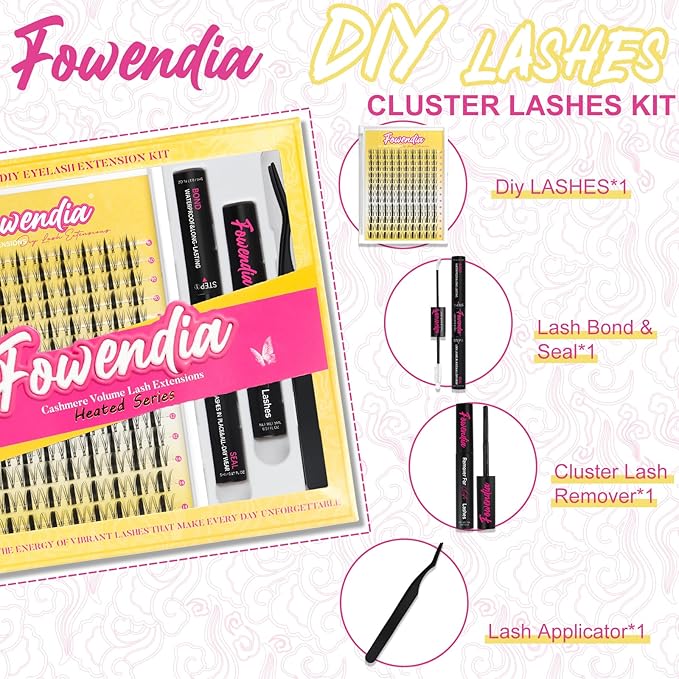 Manga Lash Clusters Kit 8-14mm Fairy Eyelash Clusters DIY Lash Extension Kit Waterproof Anime Lashes Ultra-Thin Invisible Band 0.3mm Individual Cluster Eyelash Extensions, Wanna Be Short-Kit