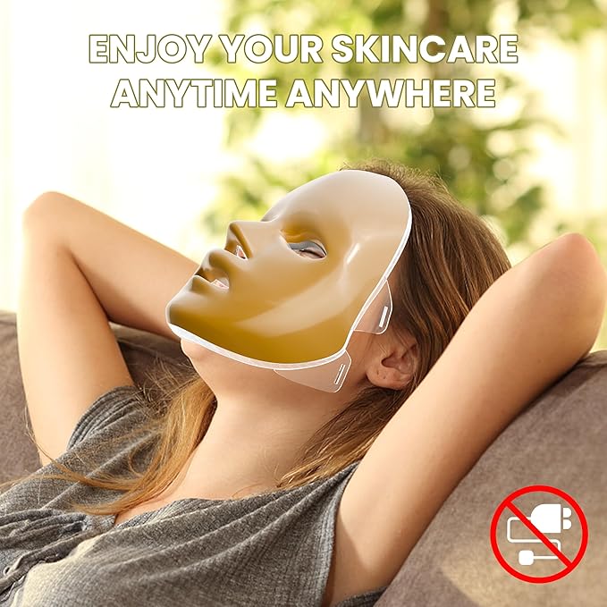 7-1 Colors LED Facial Skin Care Mask,Red Light Therapy Mask for Face, Cordless Led Face Mask Light Therapy,Salon or Home,Golden.