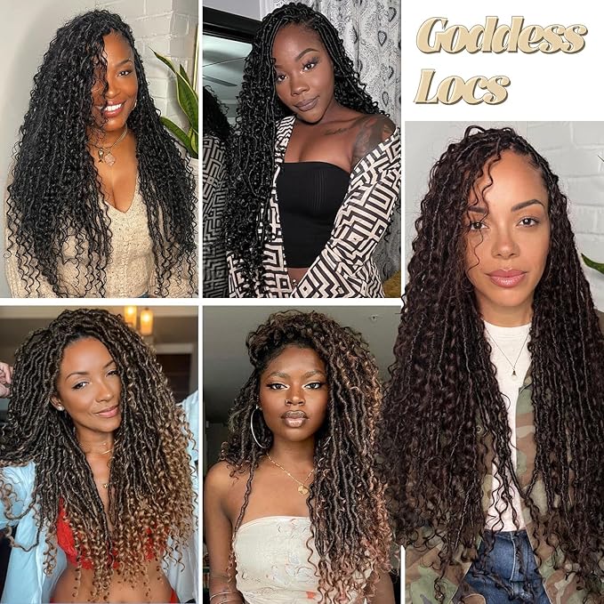 8 Packs Goddess Faux Locs Crochet Hair-18 Inch Boho Soft Locs Crochet Hair for Black Women (T30, 18 Inch(Pack of 8))