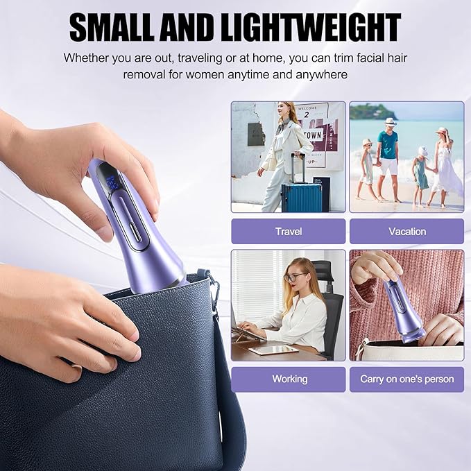 Pluxy Epil Pro 3.0 Women Face Epilator, 7-in-1 Rechargeable Facial Hair Remover with LED Battery Display, Facial Shaver for Face, Eyebrow, Nose Trimmer