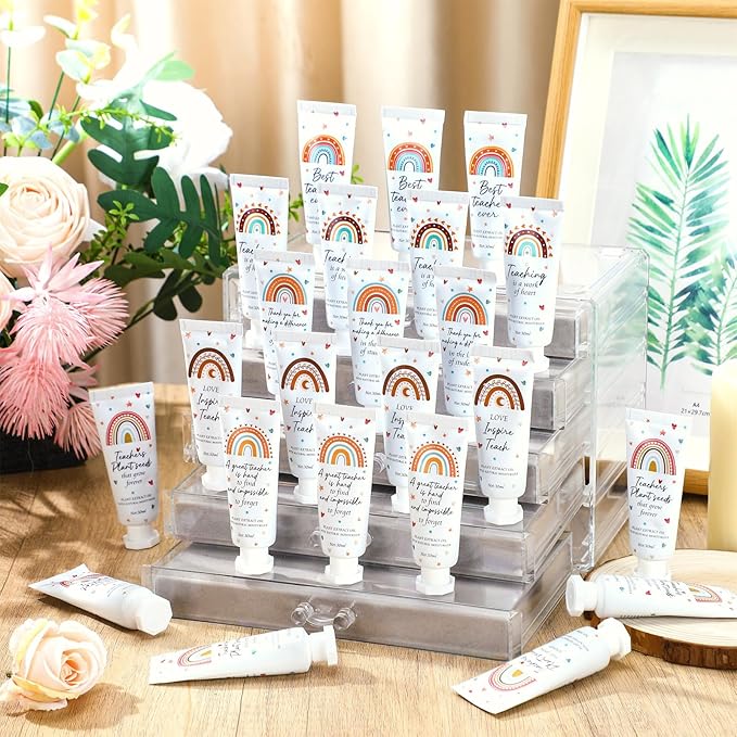 24 Pcs Teacher Appreciation Hand Cream Gifts Boho Rainbow Graduation End the Year Thank You Teacher Gifts for Women Travel Size Hand Cream Christmas Moisturizing Hnad Lotion