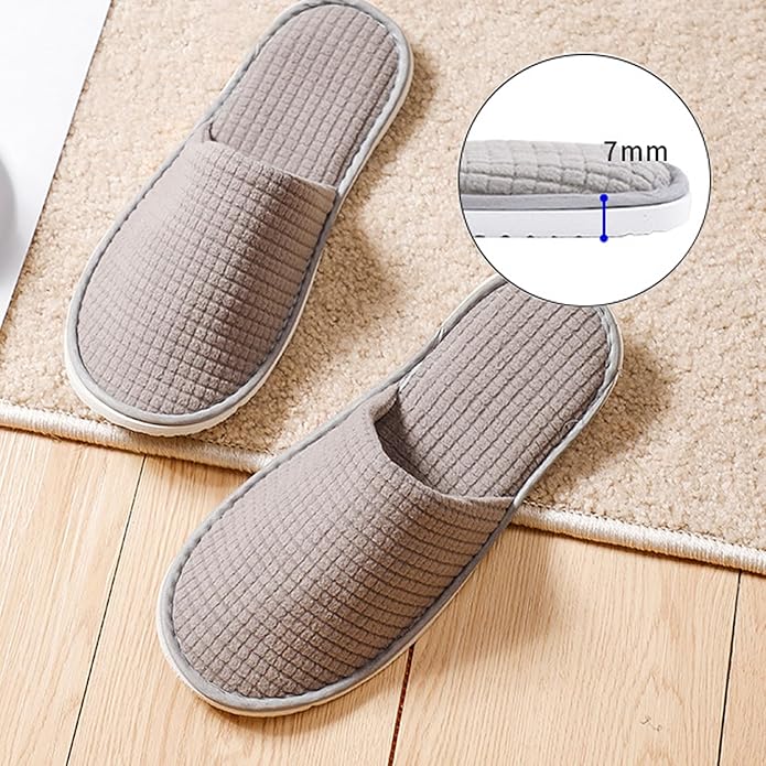 6 Pairs Disposable Slippers for Guests, Spa Slippers with Polar Fleece, Non-Slip Hotel Slippers for Women and Men, Reusable Bulk Slippers for Travel, Guest, Spa, Bride, Wedding Party, Nail Salon