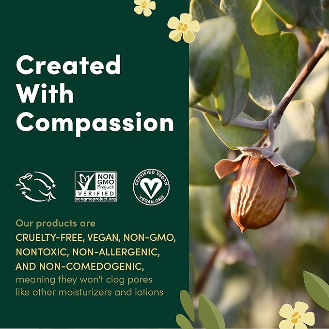 HobaCare 100% Pure, Unrefined Jojoba Oil for Skin & Nails - Moisturizing Body Oil & Face Moisturizer for Dry Skin - Natural Treatment for Hair & Beard Care (64 fl oz)