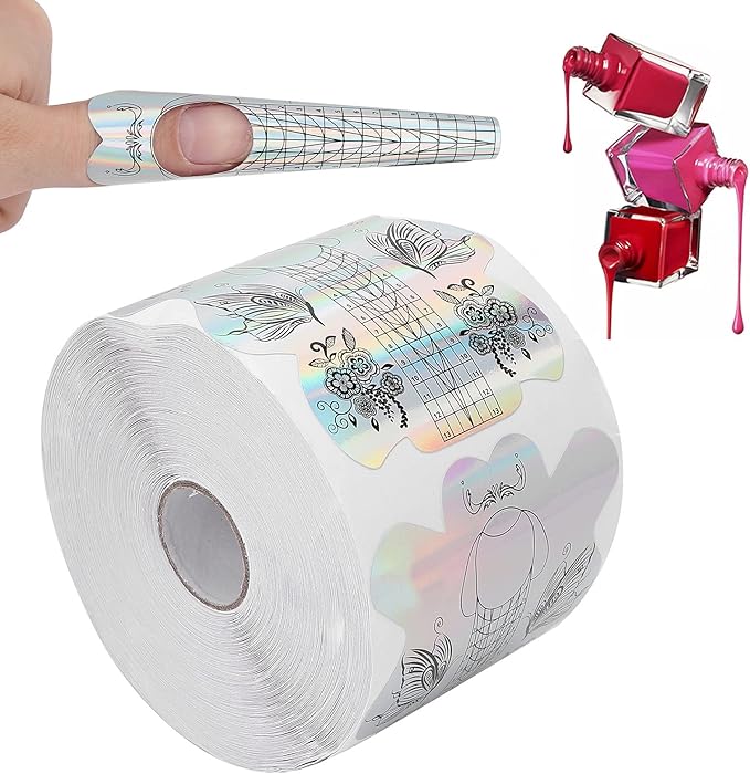 300pcs Nail Extension Sticker - Thicken Self Adhesive Nail Art Extension Sticker Nail Form Nail Art Form Nail Extension Form Beautiful Pattern Nail Gel Forms for Women