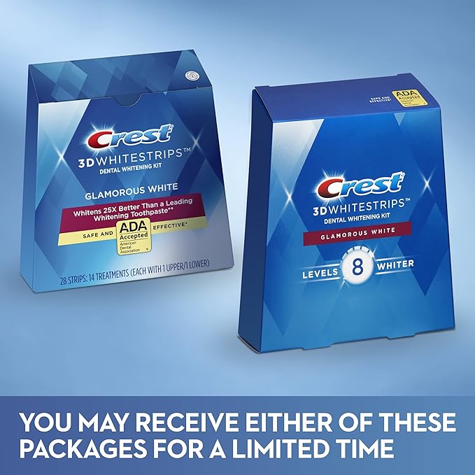 Crest 3D White Luxe Whitestrip Teeth Whitening Kit, Glamorous White, 14 Treatments( Each with 1 Upper/ 1 Lower), 28 Strips