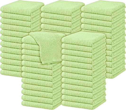 Oakias 100% Cotton Wash Cloths 60 Pack Sage Green - 12 x 12 Inches Ring Spun Cotton Facial Towels - Highly Absorbent Quick Dry Spa Towels - Bulk Washcloths Ideal for Scrubbing and Cleaning