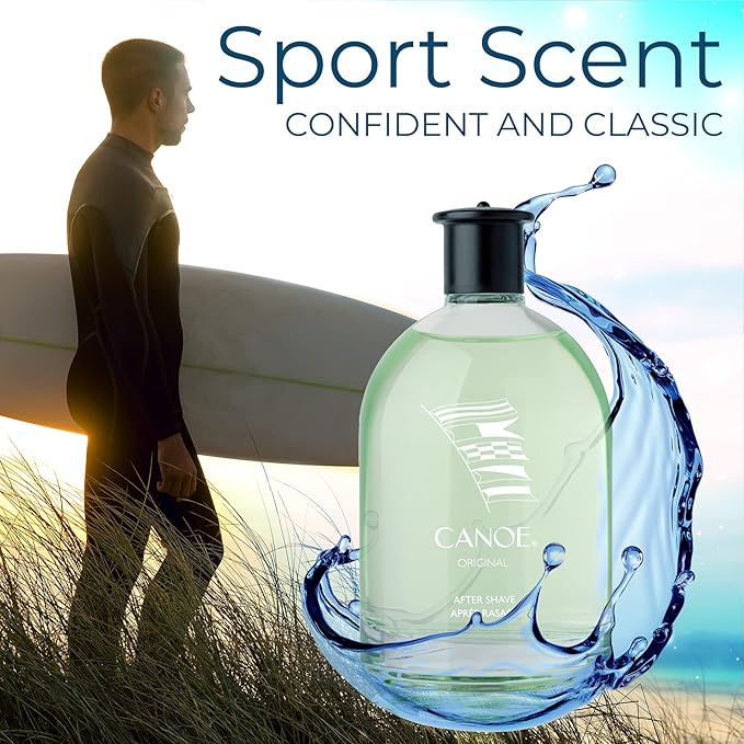 CANOE Aftershave Splash for Men by DANA (4 fl oz) Essence of an Adventurous Lifestyle, Classic Sport Scent
