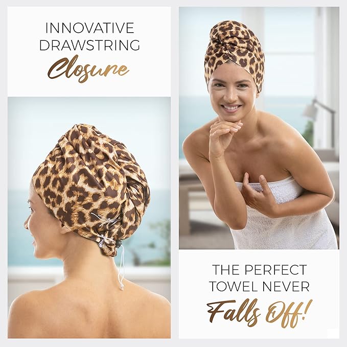Microfiber Hair Towel Wrap for Women - Gift and Travel - Smooth like Silk - Curly, Wavy, Straight Hair Girls - Plopping Essential - Anti-Frizz, Fast Drying, Works Better than a Cotton T-Shirt