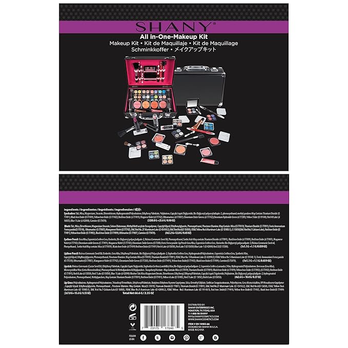 SHANY Carry All Makeup Train Case with Pro Makeup Set, Makeup Brushes, Lipsticks, Eye Shadows, Blushes, Powders, and more - Reusable Makeup Storage Organizer - Premium Gift Packaging - Black