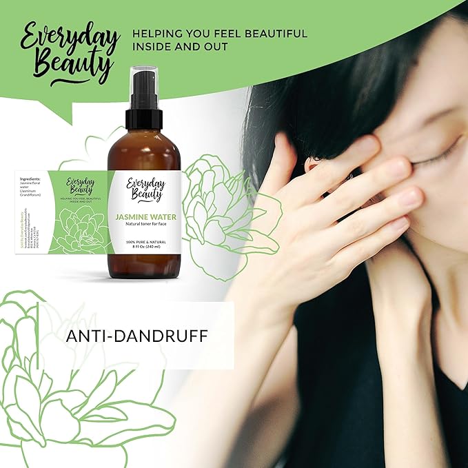 Jasmine Water Facial Toner - All Natural Hydrating Spray Mist for Face and Hair - 100% All Natural Jasmine Water Hydrosol 8oz with Fine Mist Cap