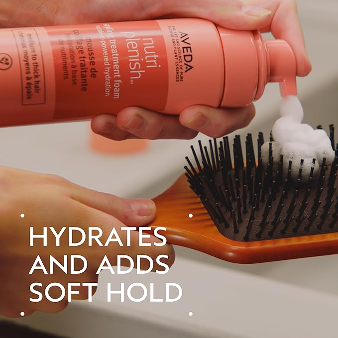 Aveda Nutriplenish Styling Treatment Foam | Soft Hold Styling Foam for Medium to Thick Hair | Hydrates and Nourishes | 94% Naturally Derived*, 6.7 Fl Oz