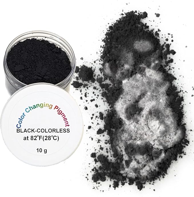 Temperature Activated Thermochromic Powder Pigment Black Changing to COLORLESS (Translucent White) at 82F/28C Perfect for Color Changing Masks Secret Message Reveals Resin Nail Art