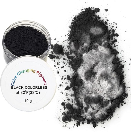 Temperature Activated Thermochromic Powder Pigment Black Changing to COLORLESS (Translucent White) at 82F/28C Perfect for Color Changing Masks Secret Message Reveals Resin Nail Art