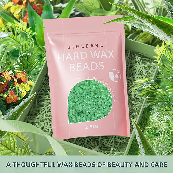2.5lb Wax Beads for Hair Removal, Brazilian Bikini Hard Wax for Women Men, Hard Wax beads Perfect for Sensitive Skin Full Body Eyebrow, Legs, Face at Home Waxing Beads for Coarse Hair (Aloe)