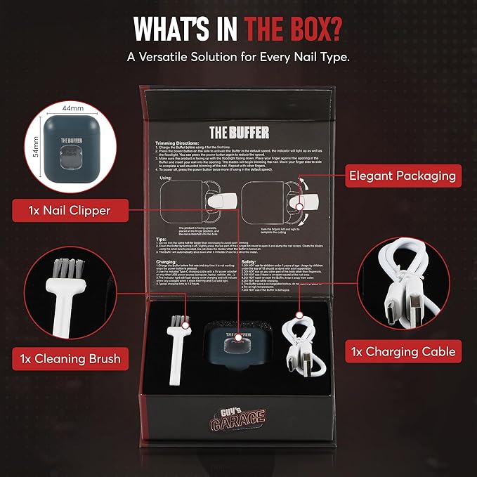 The Buffer - Automatic Nail Clipper for Men, Portable, Rechargeable, Trim Nails in Under 60 Seconds