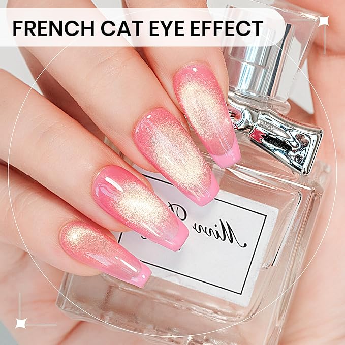 Cat Eye Gel Nail Polish Set,12 Colors Gold Glitter Holographic CatEye Gel Polish with Magnetic Stick,Sliver Brown Pink Red Cat Eye Soak Off UV DIY Home Salon Manicure