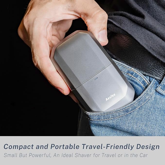 Compact Travel Electric Foil Shavers for Men Face - Portable Electric Razors for Mens Bald Head Body Waterproof Wet/Dry - Dual-Action Blades for Close Shaving - USB-C Rechargeable