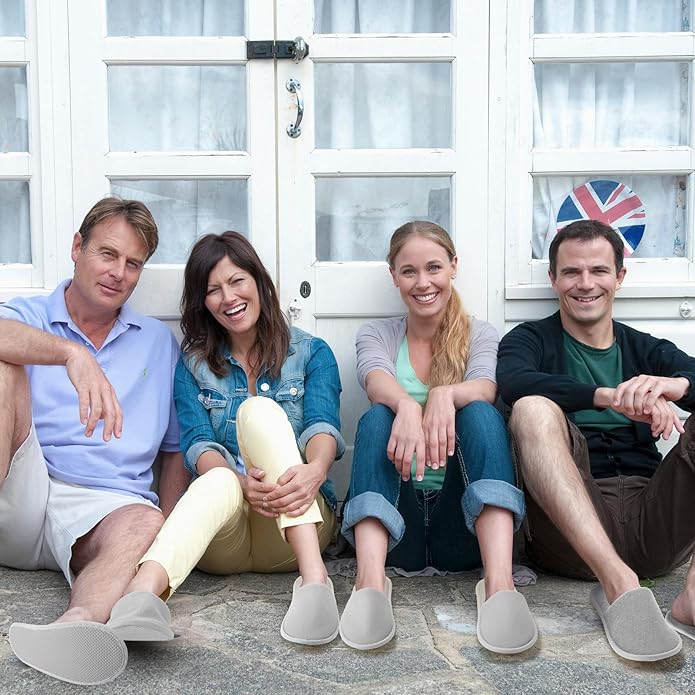 Geyoga 24 Pairs Disposable Slippers for Guests Bulk 2 Size Cotton Hotel Spa House Slippers for Graduation Wedding Party Shoeless Home Travel Individually Wrapped