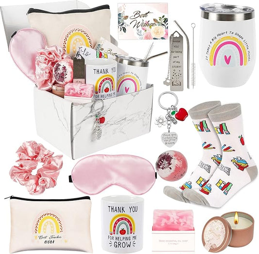 Kolewo4ever 14 pcs Teacher Appreciation Gift Set Teacher Gifts Box for Women Best Teacher Gifts for Women Funny Thank You,Retirement,Christmas,Birthday Baskets Gifts for Teachers