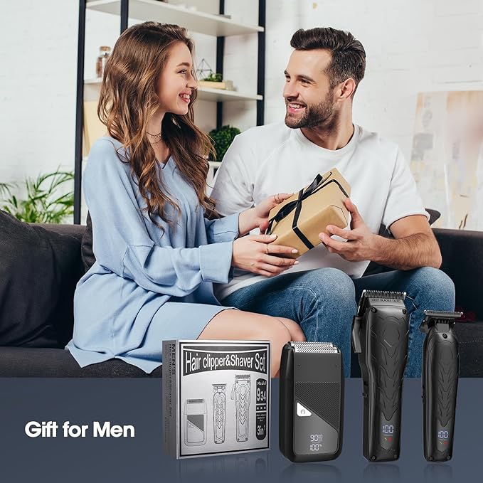 Suttik Professional Hair Clippers for Men, Barber Clippers and Trimmers Set, Foil Shavers for Men, 3 in 1 Cordless Hair Clippers Set Hair Cutting Kit Barber kit with LED Display