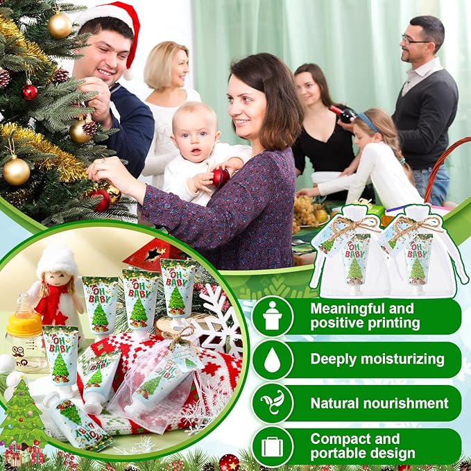 48 Sets Baby Shower Hand Cream Party Favors for Guests Gift Bulk Travel Size Hand Lotion Set for Baby Shower Wedding Christmas(Christmas)