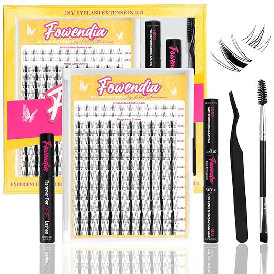 Manga Lash Clusters Kit 8-18mm Fairy Eyelash Clusters DIY Lash Extension Kit Waterproof Anime Lashes Ultra-Thin Invisible Band 0.3mm Individual Cluster Eyelash Extensions, Wanna Be-Kit