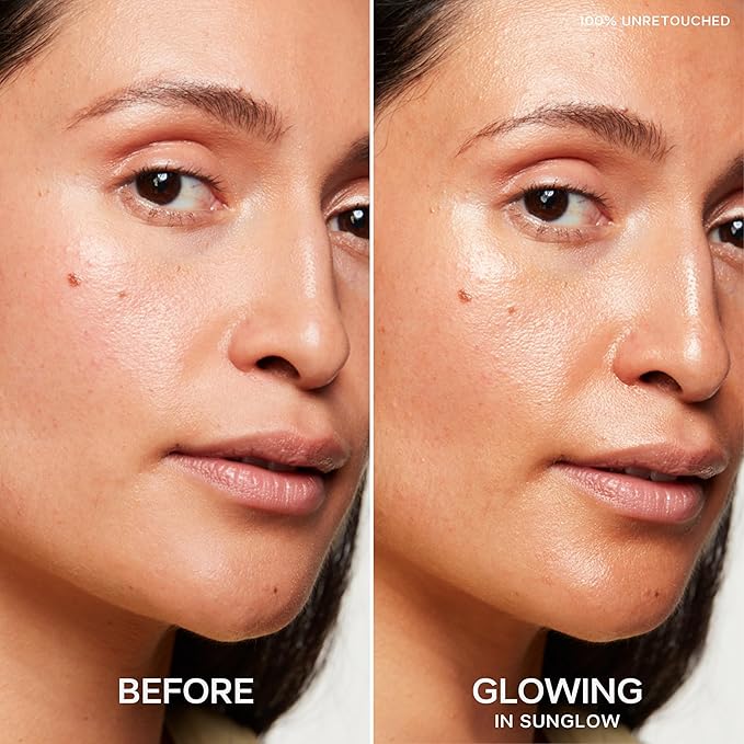 Saie Glowy Super Gel Lightweight Illuminator - Luminizer and Makeup Primer for Glowing Skin - Enriched with Vitamin C + Hydrating Squalane Oil - Sunglow (1 oz)