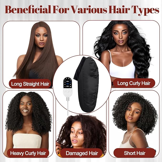 Hair Steamer for Deep Conditioning: Upgraded Heat Cap with 10-Level Fast Heating 3 Time Settings for Natural Hair Portable Thermal Steam Cap for Home Use Hair Treatment