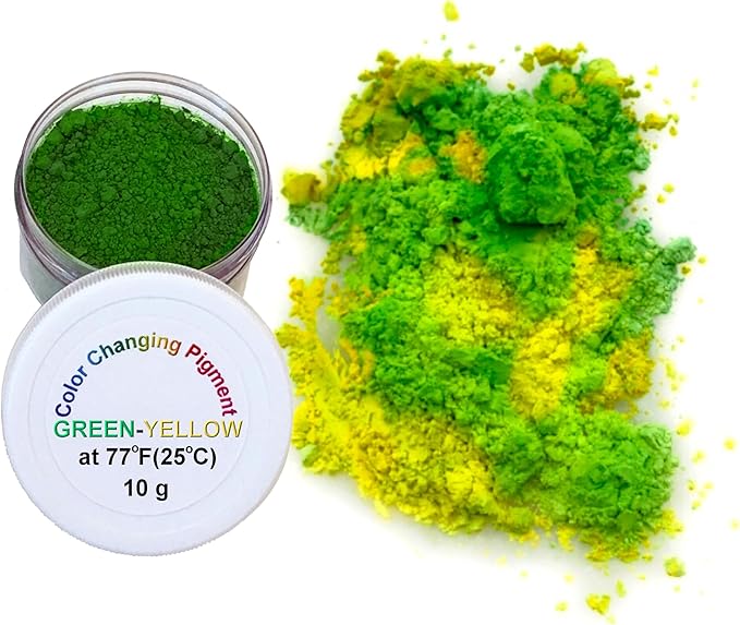 Temperature Activated Thermochromic Color Changing Pigment Perfect for Color Changing Slime (Green-Yellow 77F/25C)