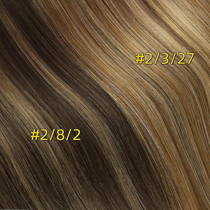 Full Shine Brown Human Hair Clip in Extensions Ombre Invisible Dark Brown Ombre Hair Extensions 22 Inch Real Hair Extensions Clip in Human Hair 7 Pcs 150 G