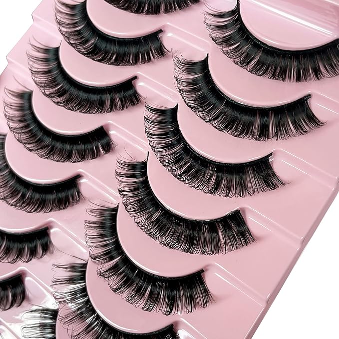 Russian D Curl Strip Lashes Fluffy False Eyelashes Natural Lashes 15-20mm Fake Lashes Pack Volume Eye Lashes 10 Pairs Faux mink lash Multipack