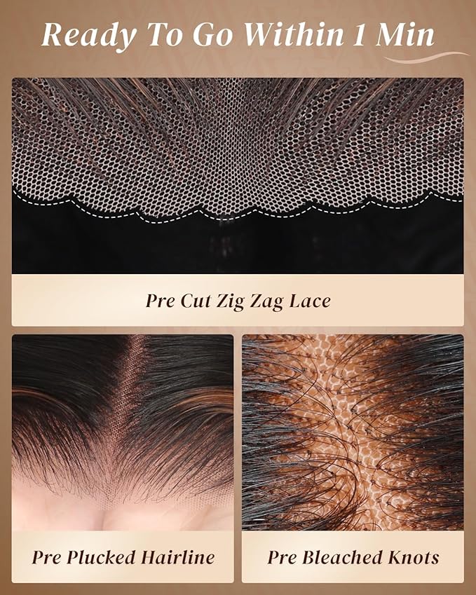 Arabella 5x6 Highlight Bob Wig Human Hair Real 210% Density 1B/30 Ready to Go Glueless Wig Straight Bob Wigs Human Hair Pre Cut Lace Pre Bleached Tiny Knots (12inch, 5x6 1B/30)