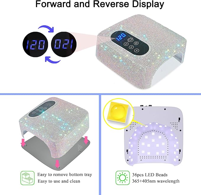 72W Cordless Led Nail Lamp, Rechargeable Nail Dryer, Portable Gel UV Led Nail Light with 4 Timer Setting Sensor, Professional Gel Nail Lights Nail Art Manicure Tools for Home and Salon