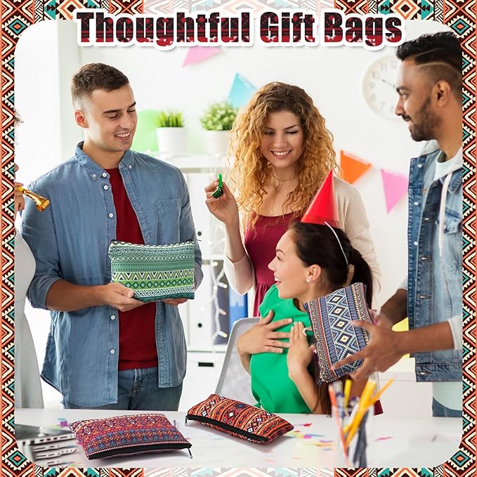 24 Pieces Makeup Bags Bulk Canvas Cosmetic Bags Purse Organizer Zipper Cosmetic Pouch Portable Travel Toiletry Pouch for Women Men Gifts, 7 x 4 Inch(Mexico)