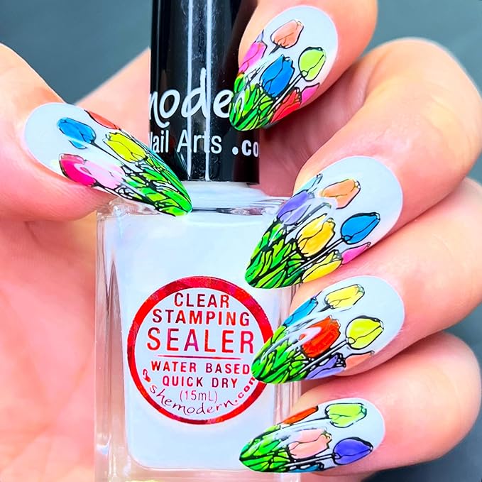 SheModern Stamping SEALER Water-Based Clear Air-Dry Polishes Collection to Prevent Smearing/Smudging Stamping Images Before Apply Regular Air-Dry Top Coat. These are Not Stamping Polishes