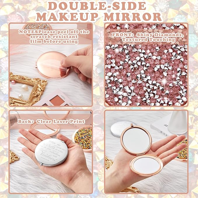 Thyle 12 Pcs Christian Compact Mirror Gifts for Women Bible Verse Bulk Hand Makeup Compact Purse Mirror Inspirational Religious Baptism Gift for Teacher Mother's Day Women Nurse(Colorful)