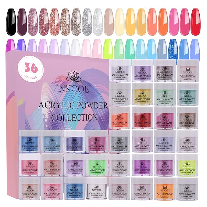 36 Colors Acrylic Nail Powder Set, Full Color Acrylic Powder Is Suitable For Beginners To Carve And Extend Nails, Become A Beautiful Gift For Christmas