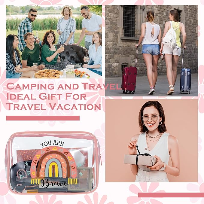 Kacctyen 10 Pcs Rainbow Clear Makeup Bag Women Gifts Inspirational Quotes Waterproof PVC Cosmetic Bags Portable Multifunction Pouch for Graduation Friend Sister Nurse Gift Travel Vacation Organization