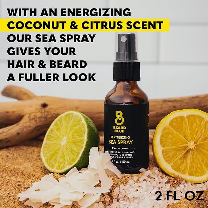 Beard Club Sea Salt Texture Spray for Men & Women - Thickening, Volumizing, Curl-Defining for All Hair Types - Paraben, Sulfate, Alcohol-Free