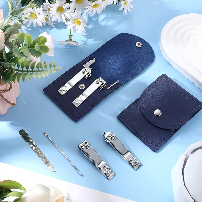 Geosar 50 Set Travel Manicure Kit Nail Clippers Pedicure Professional Nail Care Tools Stainless Steel Grooming Set with Portable Travel Case Gifts for Mother Father(Navy Blue)