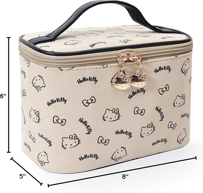 AmBealla Make up Bag Travel Cosmetic Bags Brush Holder Zipper Pouch Case Organizer Cute Organizer Suitable for Purse for Women (Beige Bucket Bag)