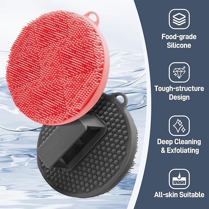New Foot Brush for Shower, 3-in-1 Foot Scrubber for Wet or Dry Brushing, 10.2’’-27.5’’Adjustable Foot Scrub Brush and Silicone Body Scrubber Set, Gift-Box Packaged(White+Body Loofha)