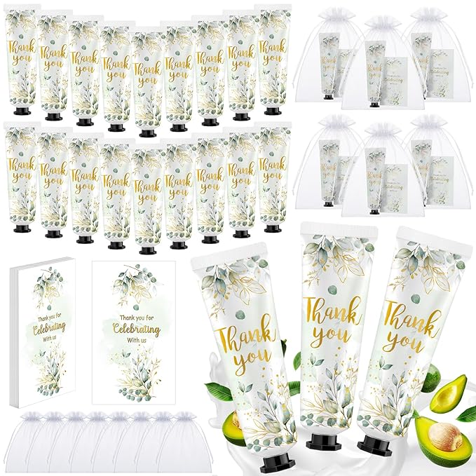 24 Sets Baby Shower Hand Cream Bulk Shower thank you Favors Bridal Thank You Appreciation Hand Cream for Guests Travel Size Lotion with Organza Bags