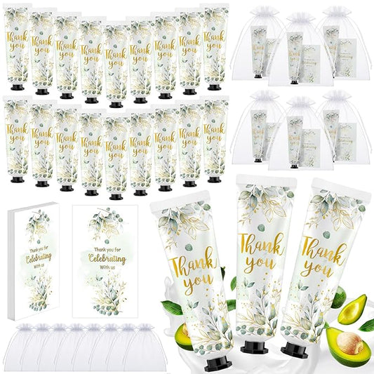 24 Sets Baby Shower Hand Cream Bulk Shower thank you Favors Bridal Thank You Appreciation Hand Cream for Guests Travel Size Lotion with Organza Bags