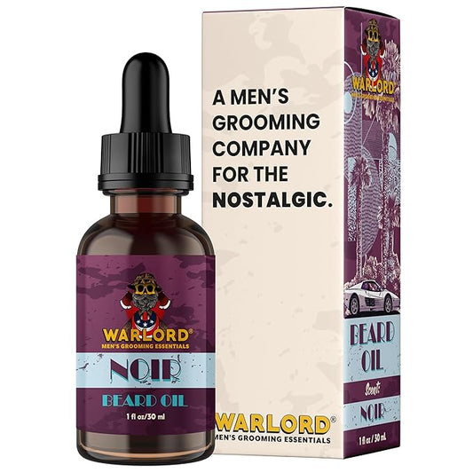 WARLORD Beard Oil & Beard Softener for Men - Beard Moisturizer & Natural Beard Oil to Reduce Itchy Skin, Tame Hair and Manage Frizz - Noir, 1 Fl Oz
