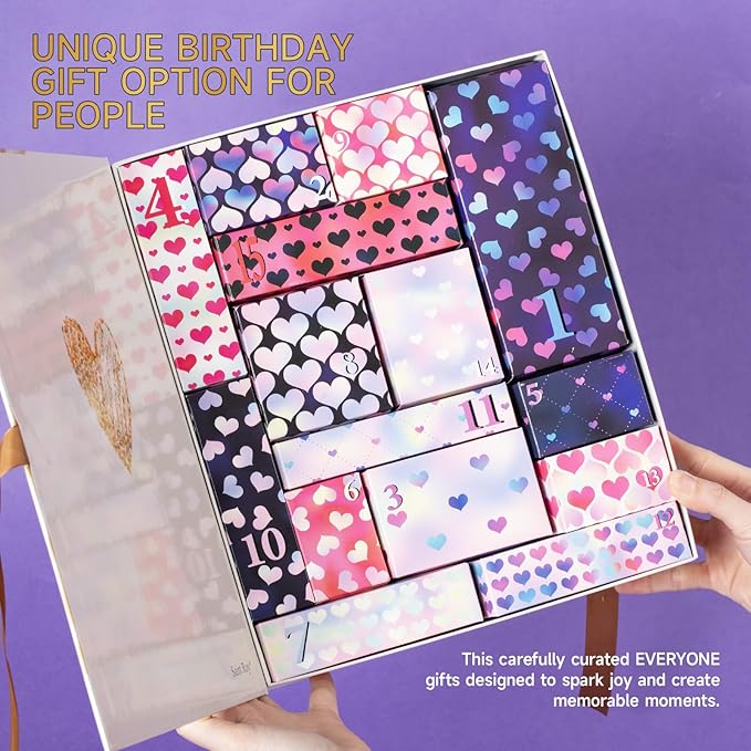 Mother's Day Gifts Surprise Advent Calendar Bath Box Spa Gift, 15 Days of Individually Boxed bath gift, Bath Spa Gifts Shower Skincare Kit, Spa Gift Set for Women