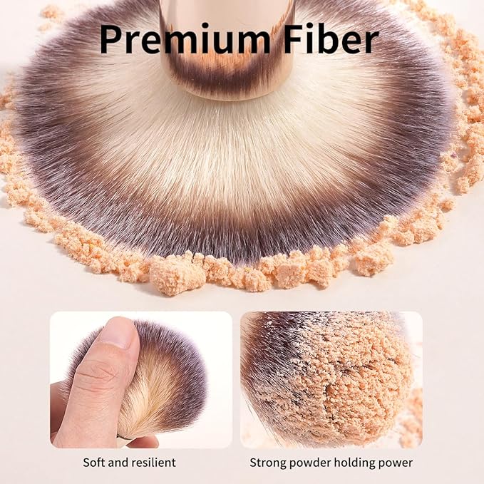 MAANGE 10 Pcs Makeup Brush Set Double-ended Kabuki Brush Travel Makeup Brushes for Foundation Powder Concealers Eye Shadows Makeup Tools Set with LED light Mirror (Gold)